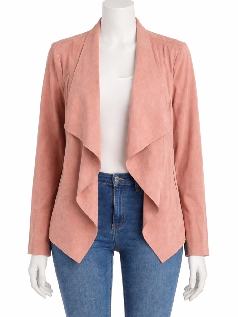 KUT From The Kloth Pink Faux Suede Drape Open Front Pockets Jacket Size XL
